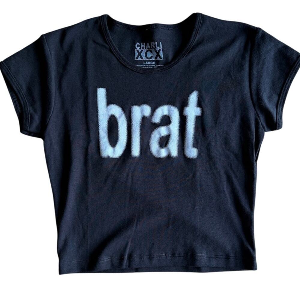 Charli XCX Brat crop top black women's shirt New with Tags Size Large